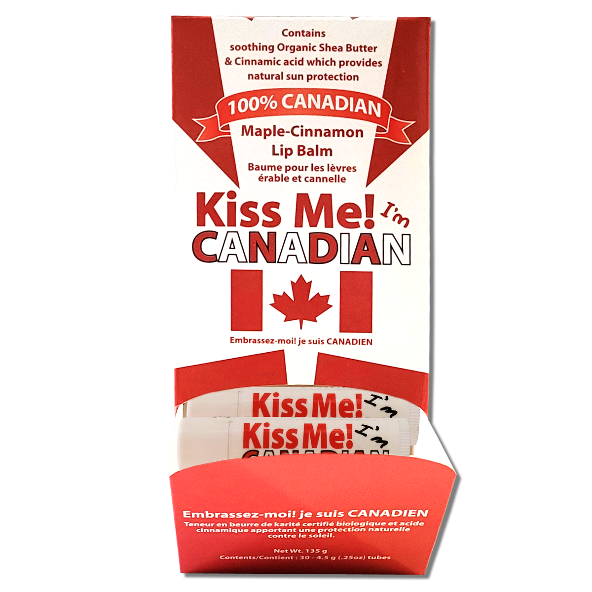 Kiss Me I'M Canadian Lip Balm, 30 count, counter display