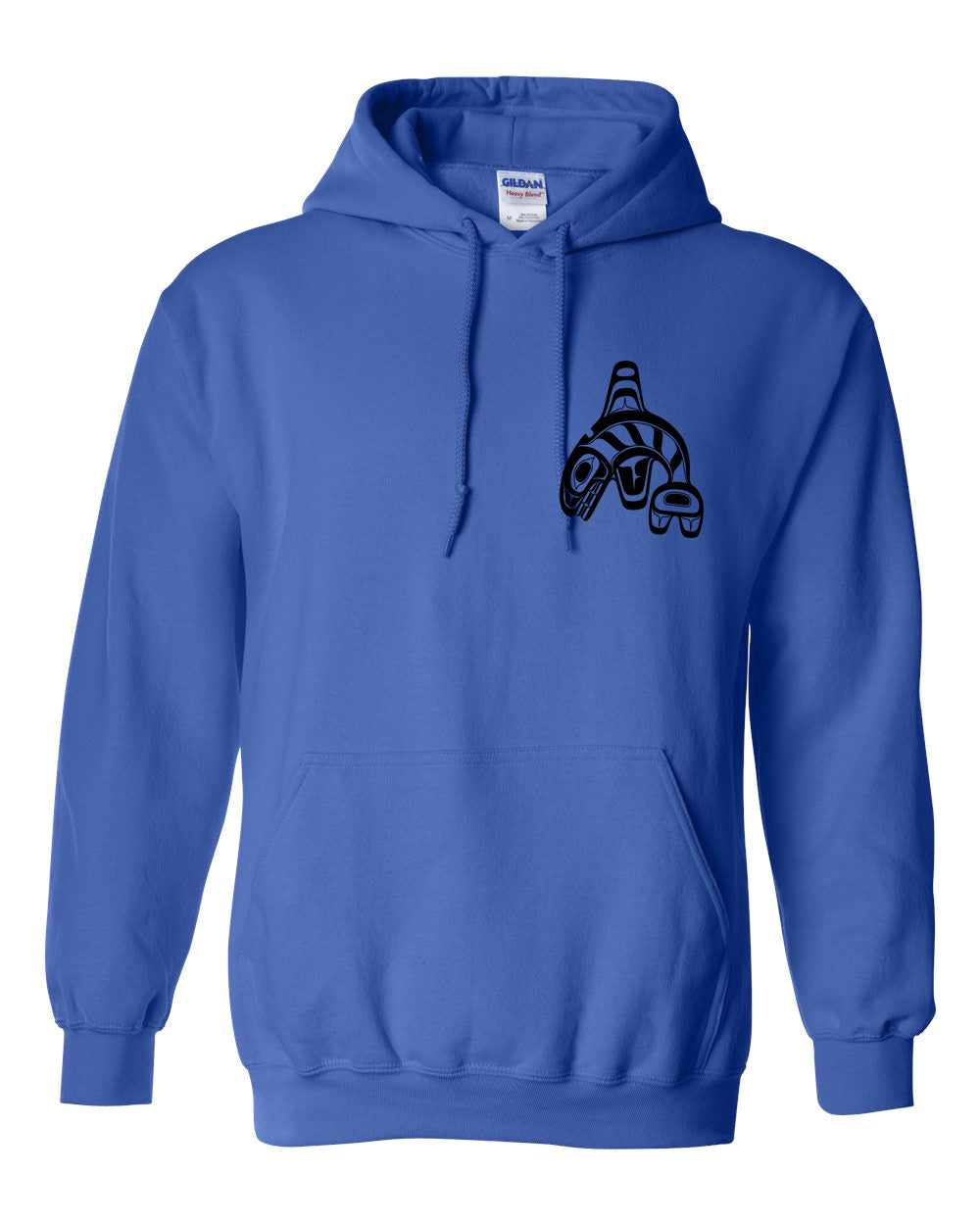 Adult Orcas Diving with Native symbol Hooded Sweatshirt