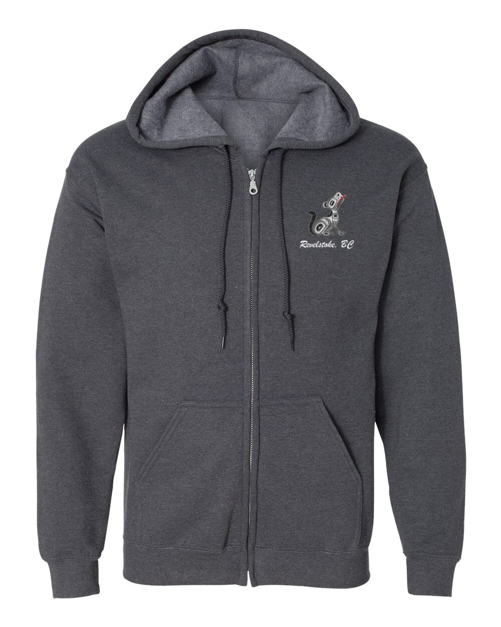 Adult Wolf Moon Left Chest Full Zip Hooded Sweatshirt