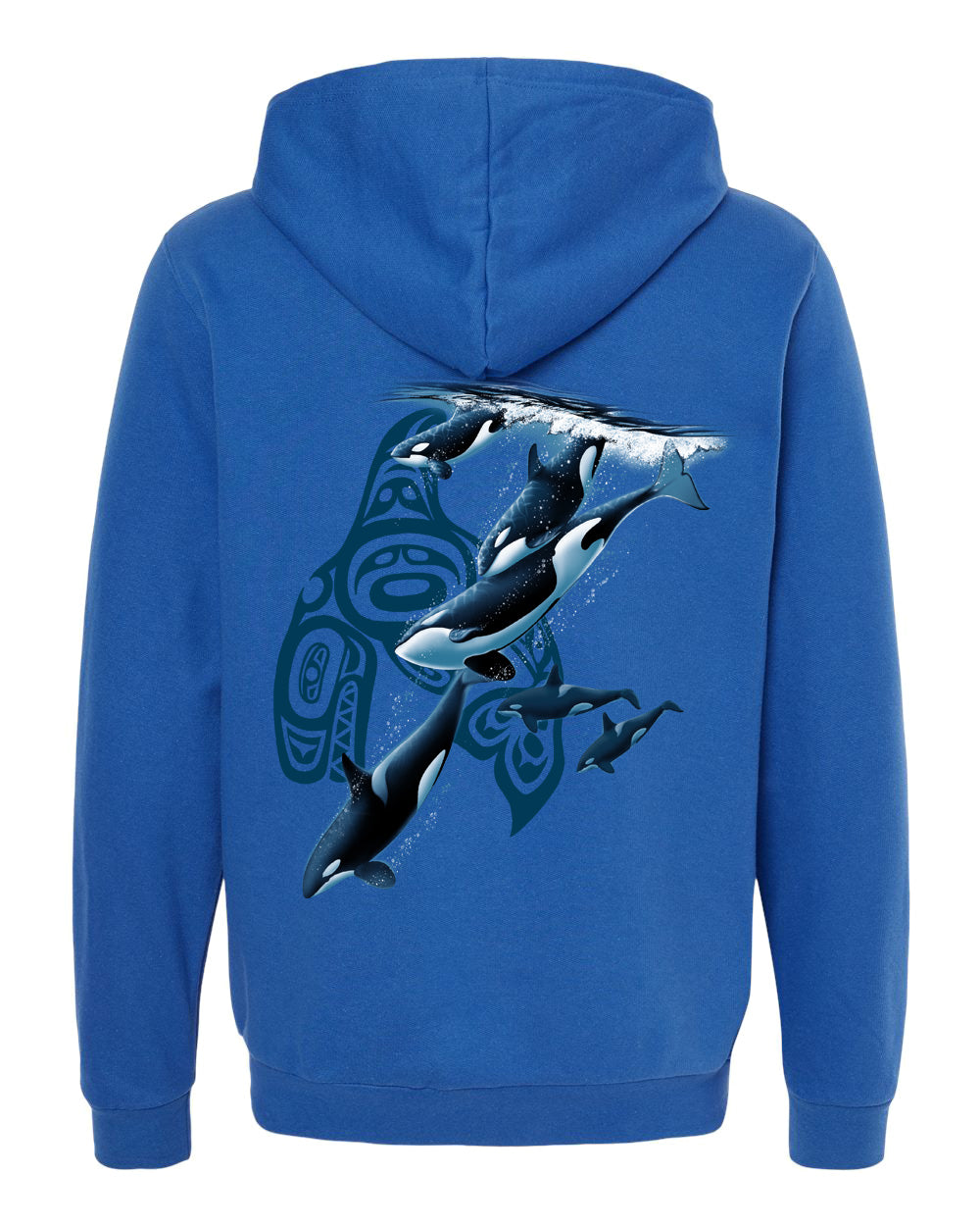 Adult Orcas Diving with Native symbol Full Zip Hooded Sweatshirt