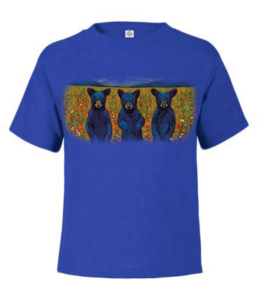 Bears Of A Feather T-Shirt - royal t-shirt with bear art by Canadian nature artist Kari Lehr