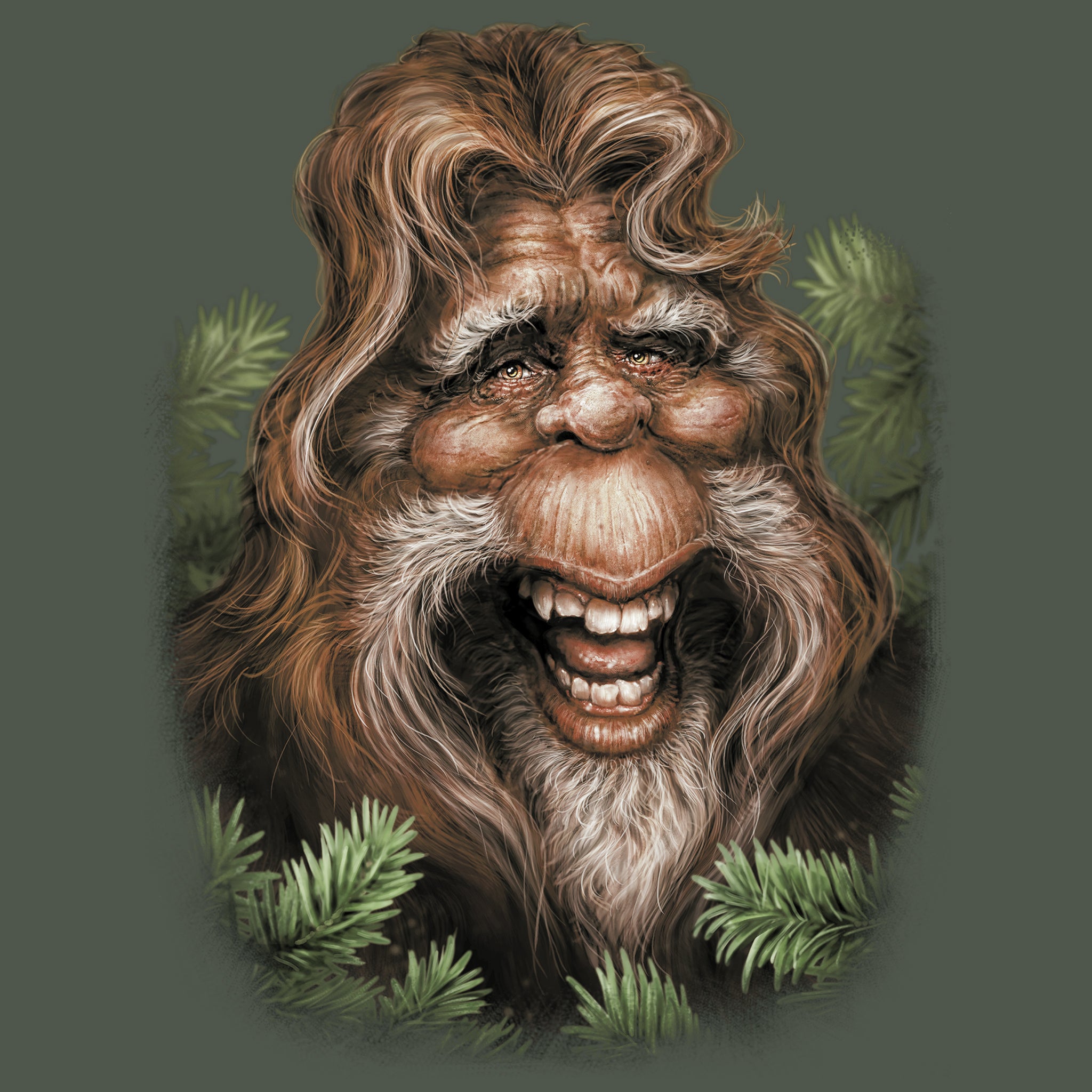 Bigfoot Bob- Painting of friendly Sasquatch character by Canadian artist Patric LaMontagne