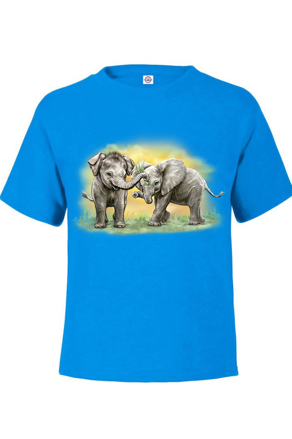 Cousins T-Shirt - pink or turquoise t-shirt with baby elephant art