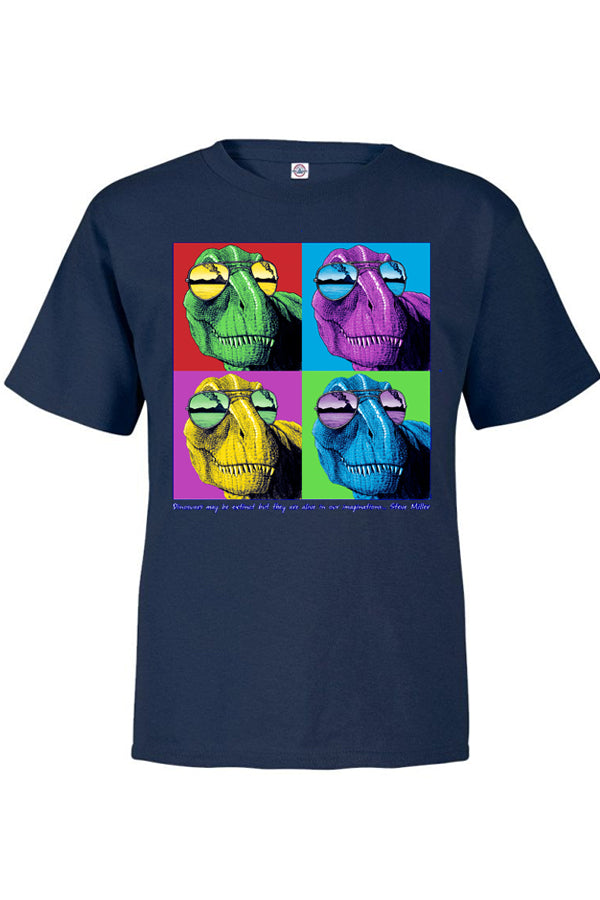 Imagine T-Rex T-Shirt - navy t-shirt with dinosaur art