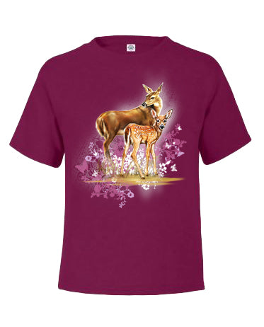 Mommy Deerest T-Shirt - berry t-shirt with deer art by artist Tami Alba