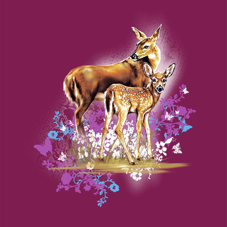 Mommy Deerest by Tami Alba - painting of a mother and baby deer