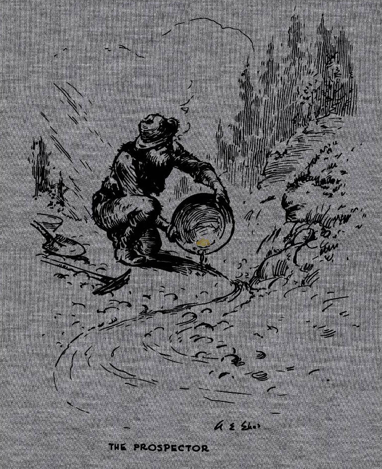 Prospecr Gold Rush - painting of a prospector panning for gold