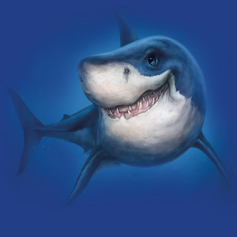 Shark Totem by Patrick LaMontagne - painting of a smiling shark
