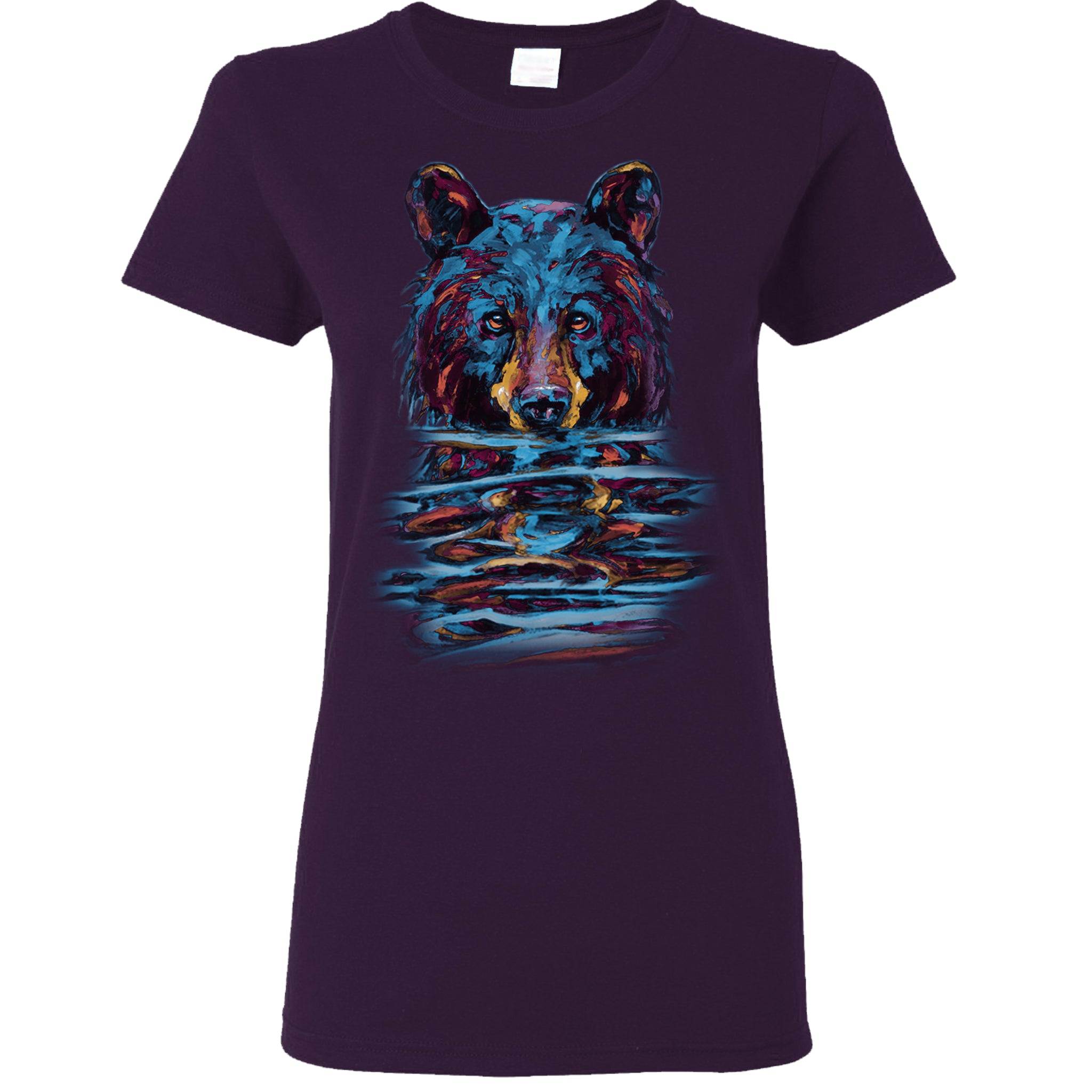Very Wet Bear T-shirt -blackberry t-shirt with black bear art by Canadian nature artist Kari Lehr