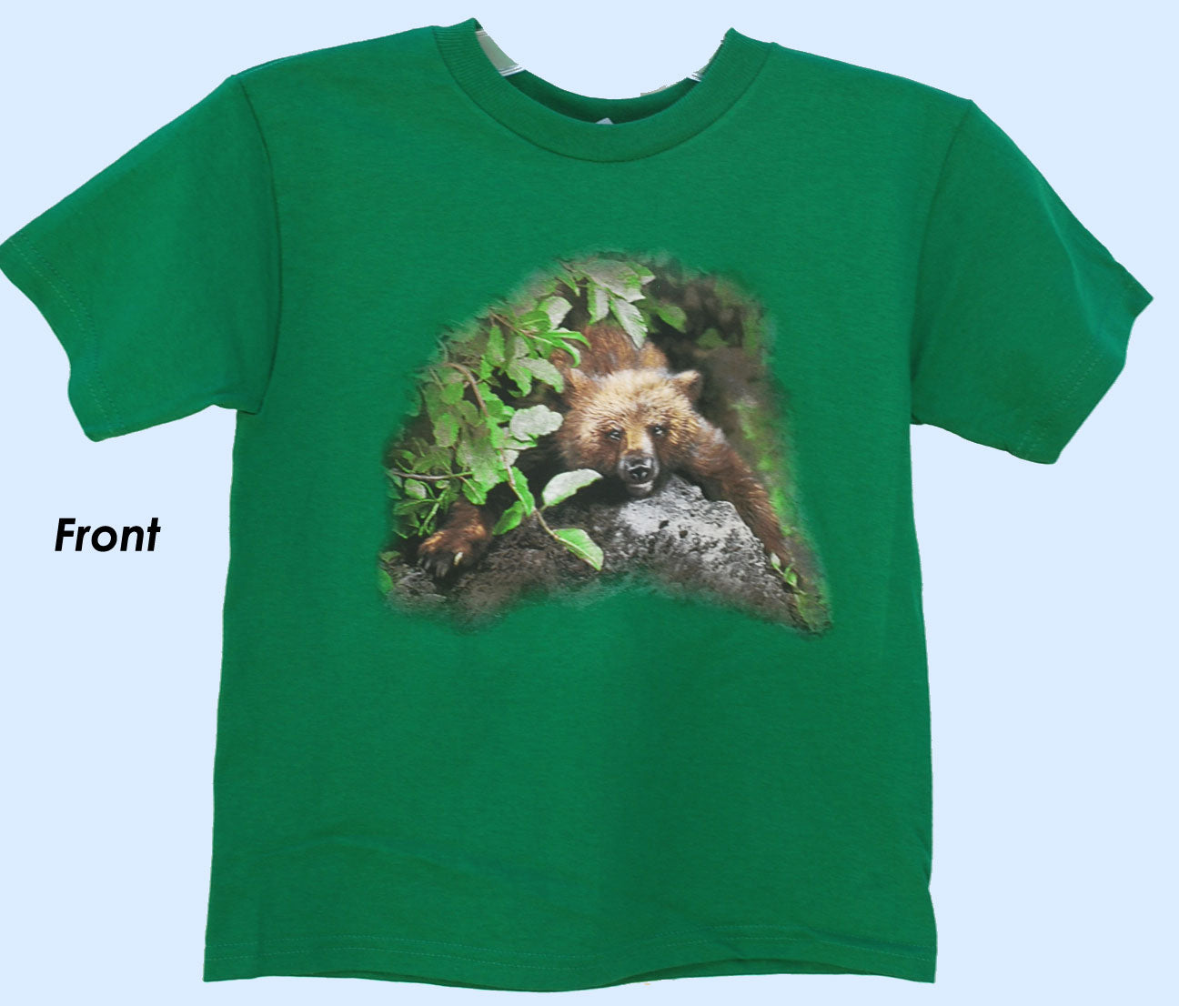 Lazy Bear T-Shirt - kelly green t-shirt with bear art