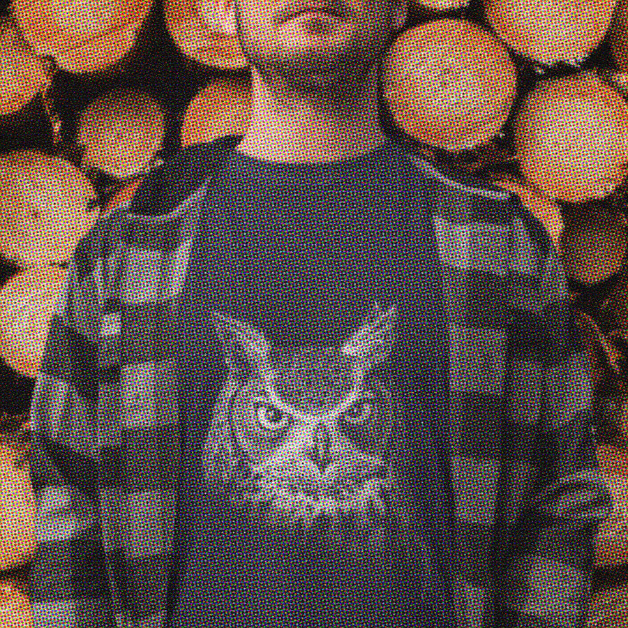 Man wearing an owl graphic print T-shirt