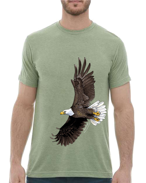 Adult Soaring Eagle on heather green T-Shirt