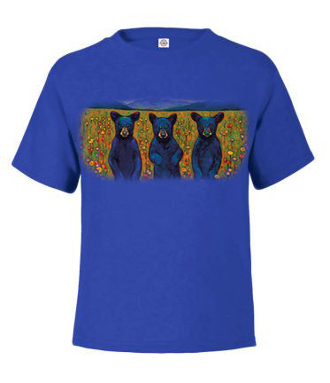 Bears Of A Feather T-Shirt - royal t-shirt with bear art by Canadian nature artist Kari Lehr  