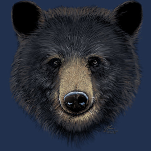 Big Head Black Bear by Eric Blais - painting of the face of a large black bear