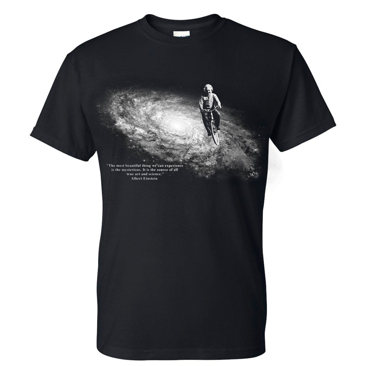 Einstein Bicycle T-Shirt - black t-shirt with Einstein art