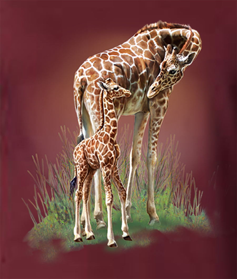 Mother And Baby - painting of mom and baby giraffe