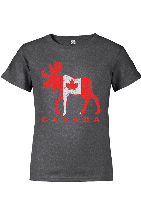 Moose Flag T-Shirt - charcoal t-shirt with moose art