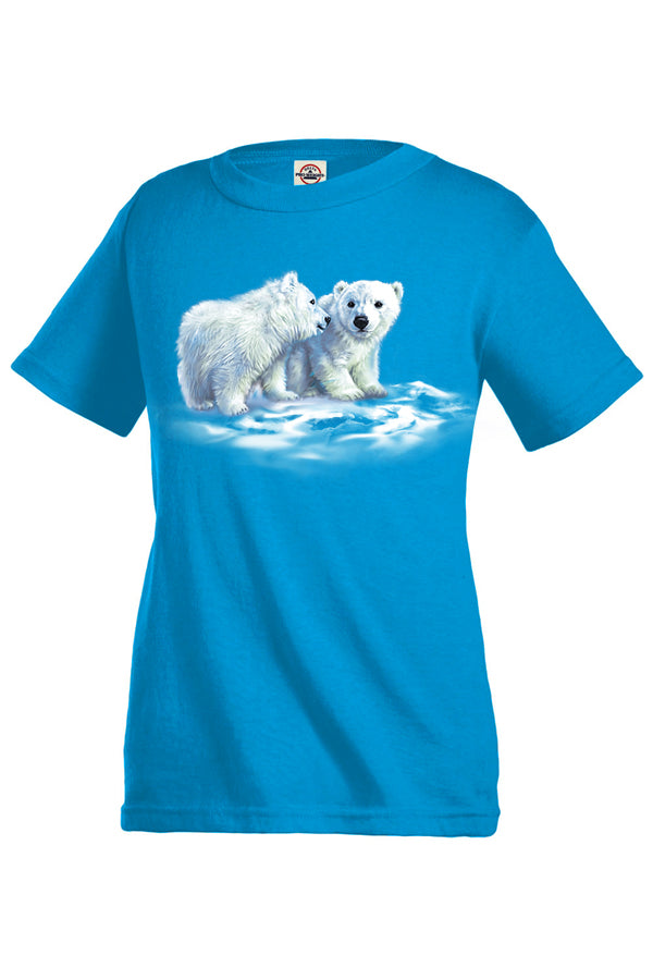 Polar Babes T-Shirt - turquoise t-shirt with polar bear art by artist Tami Alba