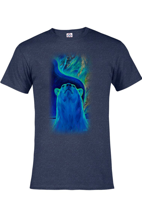 Polar Show T-Shirt - navy heather t-shirt with polar bear art by Canadian nature artist Kari Lehr
