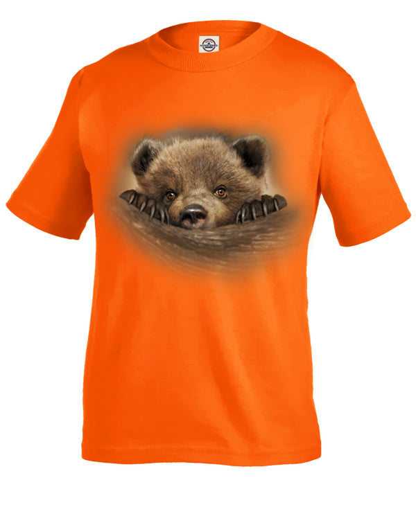 Claws T-Shirt - orange t-shirt with bear art