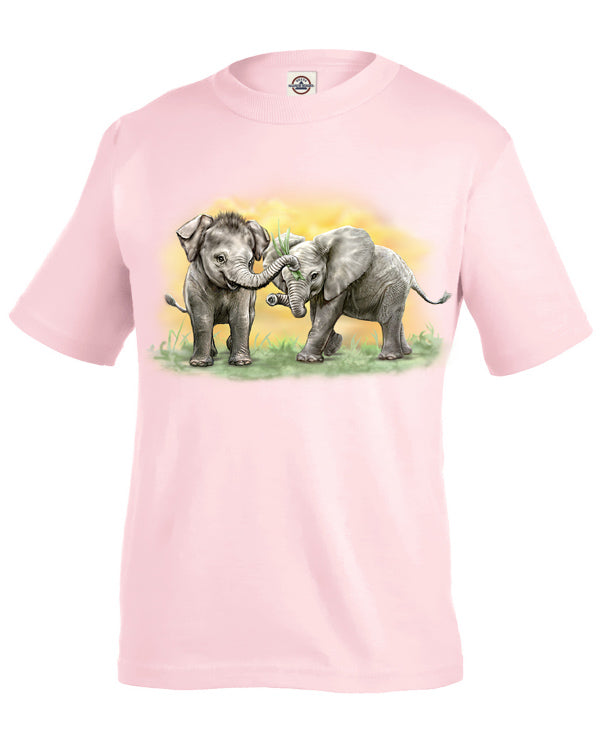 Cousins T-Shirt - pink or turquoise t-shirt with baby elephant art