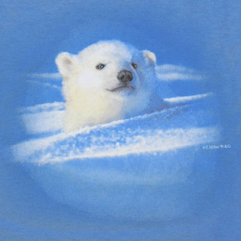 First Outing - painting of polar bear cub playing in the snow