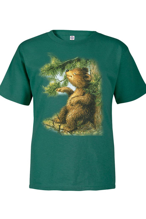 Itchy T-Shirt - kelly green t-shirt with bear art