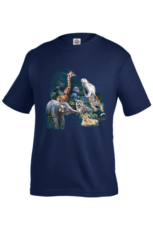 Jungle Love T-Shirt - navy t-shirt with exotic baby animal art