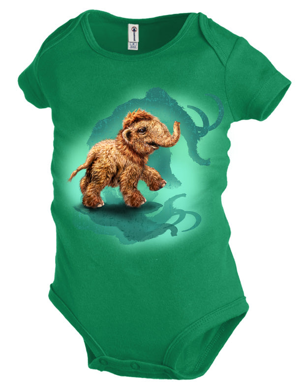 Little Mighty Mammoth T-Shirt - pink, sky blue or Kelly green t-shirt with baby mammoth art
