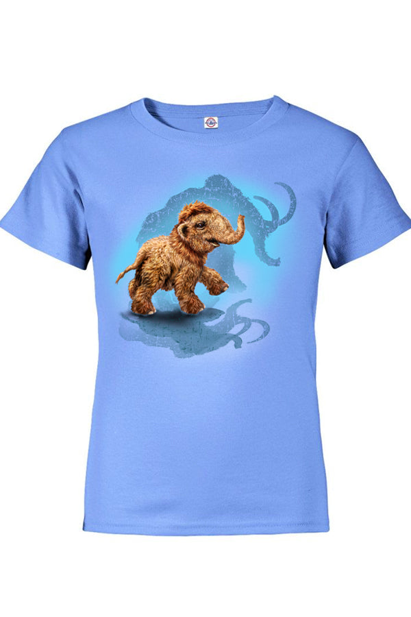 Little Mighty Mamoth T-Shirt - pink or sky blue t-shirt with baby mammoth art