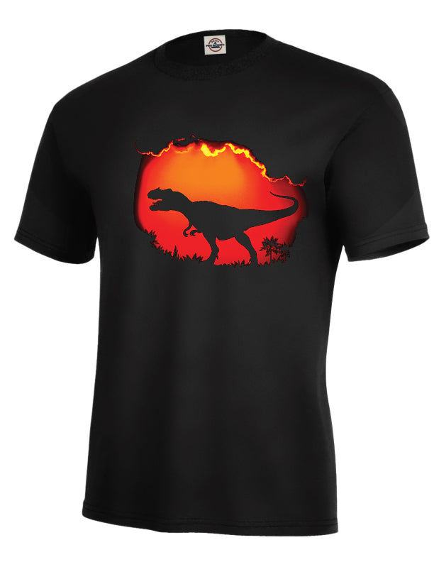 Shadow Rex T-Shirt - black t-shirt with dinosaur art