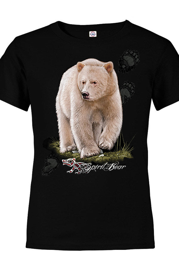 Spirit Bear T-shirt - black T-shirt with spirit bear art by artist Eric Blais
